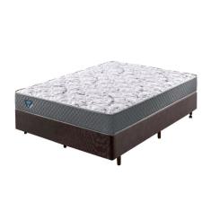 Cama Box Casal Reforçado 138x188x38cm E Colchão Adapto Molas Ensacadas Marrom Cinza