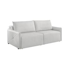 Sofá 3 Lugares Retrátil Urban com USB Linho Cinza 220 cm - Estofart