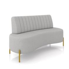 Sofá 2 Lugares Living 160cm Pé Ferro Dourado Maraú Linho Cinza K01 - D