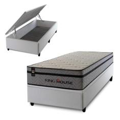 Conjunto Box Baú Preston Cinza 88x188x78 c/ Molas Ensacadas - King Hou