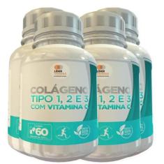 Colágeno Tipo 1, 2 E 3 Com Vitamina C 500Mg 60 Cáps 4 Potes - Lider Ve