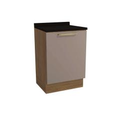 Balcão de Cozinha Modulado Botanic M629 1 Porta c/Tampo 60cm Nogueira/Fendi/Preto - Kappesberg