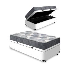 Cama Box Baú Solteiro King+ Colchão Molas Ensacadas Iso SuperPocket Ortobom 96cm - Suporta até 150Kg