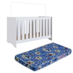 Berço Mini Cama 3X1 Com Colchao LA013 Branco Comm