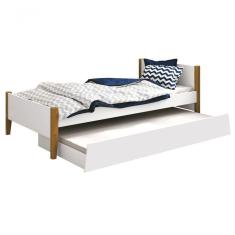 Cama Babá Solteiro Com Auxiliar Simba Branco Fosco Com Madeira - Moveisaqui