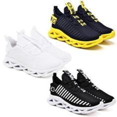 Tênis de Corrida Masculino Academia Macio- 3 Pares-Masculino