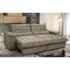 Sofá Retrátil e Reclinável 2,12m com Molas Ensacadas Cama inBox Aconchego Tecido Suede Castor