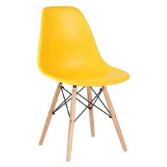 Cadeira Charles Eames Eiffel Dsw Com Pés De Madeira Clara Amarelo