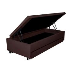 Bicama com Baú Solteiro 96x203 Cm Courino Marrom