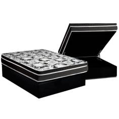 Conjunto Box Baú Casal: Colchão Espuma Luckspuma D45 Gran Luck + Base CRC Suede Black(138x188)