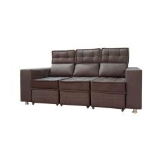 Sofá Retrátil e Reclinável 3 lugares Londres 1.90cm com Molas Suede Speciale Home