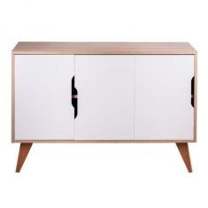 Buffet Aparador Com 3 Portas Murano Carvalho E Branco