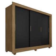 Roupeiro Casal 3 Portas De Correr Estela Boreal/preto - Móveis Arapongas