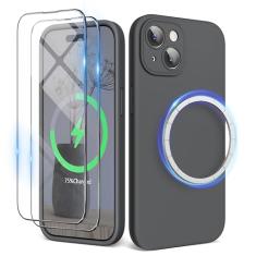 SURPHY Capa projetada para iPhone 15 compatível com MagSafe (6,1 polegadas 2023), com 2 protetores de tela, capa de telefone de silicone líquido (proteção para câmera e forro de microfibra macio)