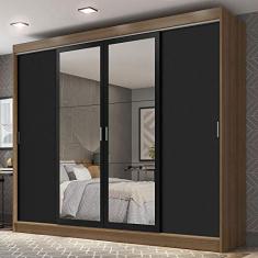 Guarda-roupa Casal Madesa Austin 4 Portas de Correr com Espelhos 3 Gavetas R