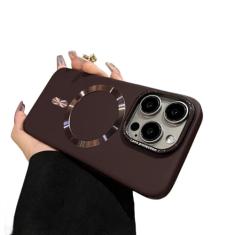 Capa magnética luxuosa fosca e rígida para iPhone 15 12 13 14 Pro Max Plus Capa de proteção de carregamento sem fio, vinho tinto, para iPhone 12 Pro