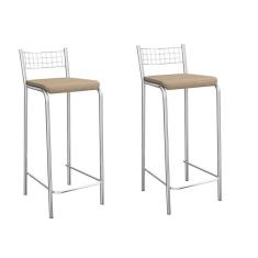 Banqueta Genova 740mm Cromada Par Cromado/Capuccino