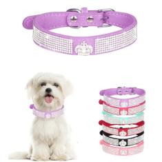 Coleira de cachorro com strass, cristal de diamante brilhante, joia bonita, com glitter, filhote de cachorro, gato, coleira para animais de estimação para PPS XS, pequeno, médio, meninas, cães, fêmea,