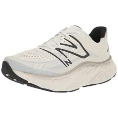 New Balance Fresh Foam X More V4 Tênis de corrida masculino, Branco/Preto Metálico/Preto, 45