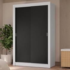 Guarda-Roupa Solteiro 2 Portas de Correr 4 Gavetas Branco/Preto Vivare Plus Madesa