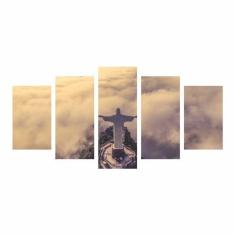 Quadro Cristo Redentor Decorativo 5 Peças 114X65