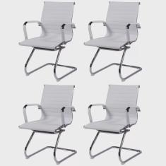 Kit 4 Cadeiras Para Escritorio Interlocutor Base Fixa Esteirinha Corino 3301