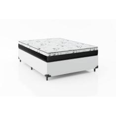 Cama Box Casal 138 Sintético Branco com Colchão Espuma D33 One Face - Bello Box - 58X138X188