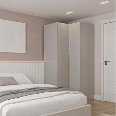 Guarda-roupa de Canto Reto Modular 95cm com Portas e Cabideiros Jade C