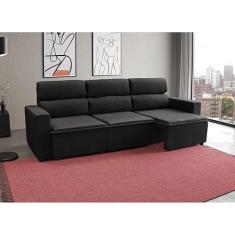 Sofá 3 Lugares Retrátil e Reclinável Hanôver II Suede Preto 210 cm