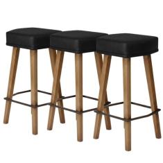 Kit 3 Banquetas Banco sem Encosto Pra Bancada Cozinha Área Gourmet Ilh