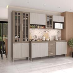 Armário de Cozinha Modulada Completa Fidelitá Paris 5 Peças 260cm 13 P