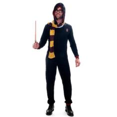 Fantasia Harry Potter Adulto Macacão C/Capuz Óculos Cachecol - Sulamer
