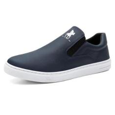 Tênis Slip On Casual Masculino Liso com Elástico e Sola Borracha Costurada-Masculino