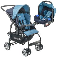 Conjunto Carrinho de Bebê Rio K Reversível Azul + Bebê Conforto Touring se geo Azul