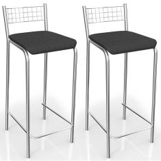 Banquetas Kit 2 Banquetas Genova Cromada Preto - Kappesberg