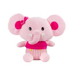 Elefante Rosa Orelhudo Sentado 34Cm - Pelúcia