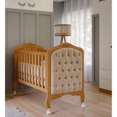 Berço Mini Cama com Botões encapados Alegria Espresso Móveis Marrom