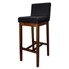 Banqueta Estofada para Bancada Alta Lisboa Madeira Capuccino Suede Preto CCS