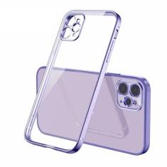 Capa de telefone transparente quadrada luxuosa de silicone para iPhone 11 12 13 Pro Mini Xs Max X Xr Se 2020 7 8 Plus Capa macia revestida, roxa, para 7 Plus 8 Plus