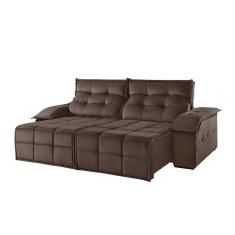 Sofá 3 Lugares Retrátil E Reclinável Martins M-122 Veludo Marrom