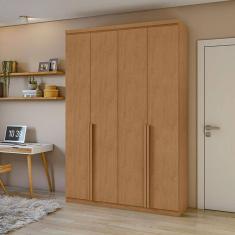 Guarda Roupa Solteiro Ambiente Alonzo 4 Portas Amêndoa Clean - Lopas