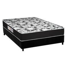Cama Box Casal: Colchão Espuma Luckspuma D45 Gran Luck + Base CRC Suede Black(138x188)
