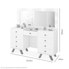 Penteadeira Camarim Com Espelho E Banqueta Malbec Off White