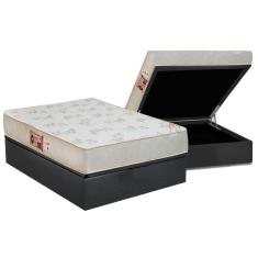 Cama Box Baú Casal: Colchão Espuma D33 Castor Sleep Max Relax + Base Crc Suede Gray(138X188)