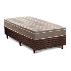 Cama Box Solteiro: Colchão Espuma Paropas D33/Ep Confort Ultra Firme + Base Fantasy Brown(88X188)