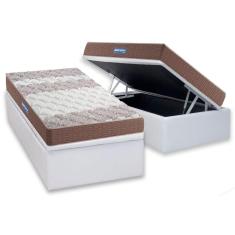 Cama Box Baú Solteiro: Colchão Ortopédico Probel D33 / EP Guarda Costas PróIntense Double Face + Base CRC Courano White(88x188)