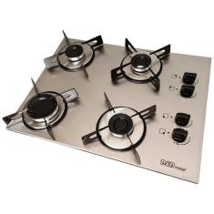 Fogão cooktop a gás 4 bocas inox Bivolt - D&D Metal, Bivolt