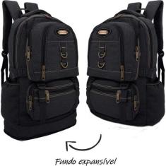 Mochila Lona Extensivel Dl0775 Esportiva Grande - Denlex, Preto