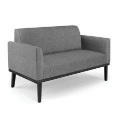 Sofá Namoradeira Base de Madeira Fixa Preto Marisa Linho Grafite A26  D03 - D'Rossi