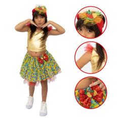 Fantasia Menina Carnaval Baianinha Miranda Infantil Festa, 8 anos